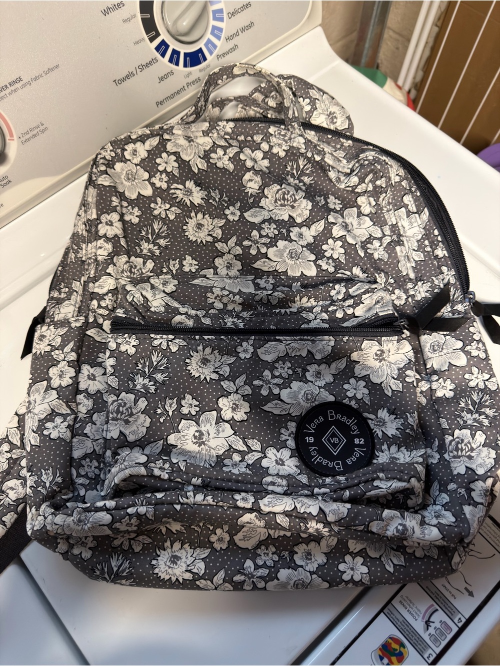 Vera Bradley Gray Floral Quilted Backpack